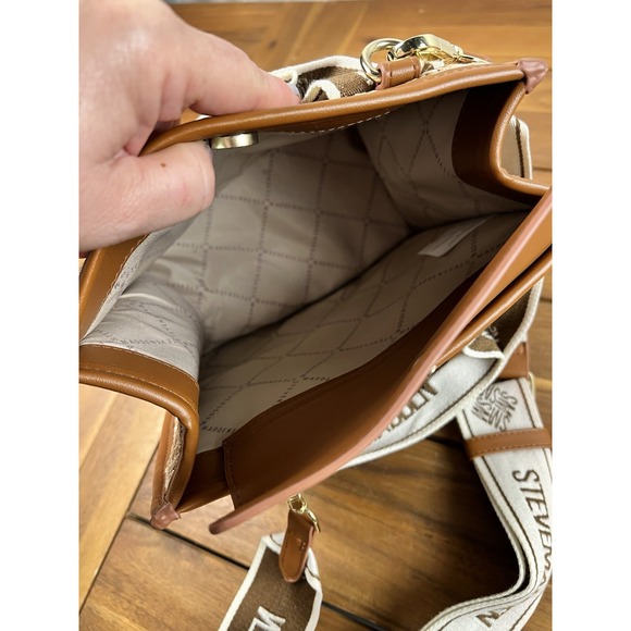 Steve Madden Bwebber Straw Satchel Crossbody Bag Tan Purse Mini Adjustable EUC - Picture 4 of 7